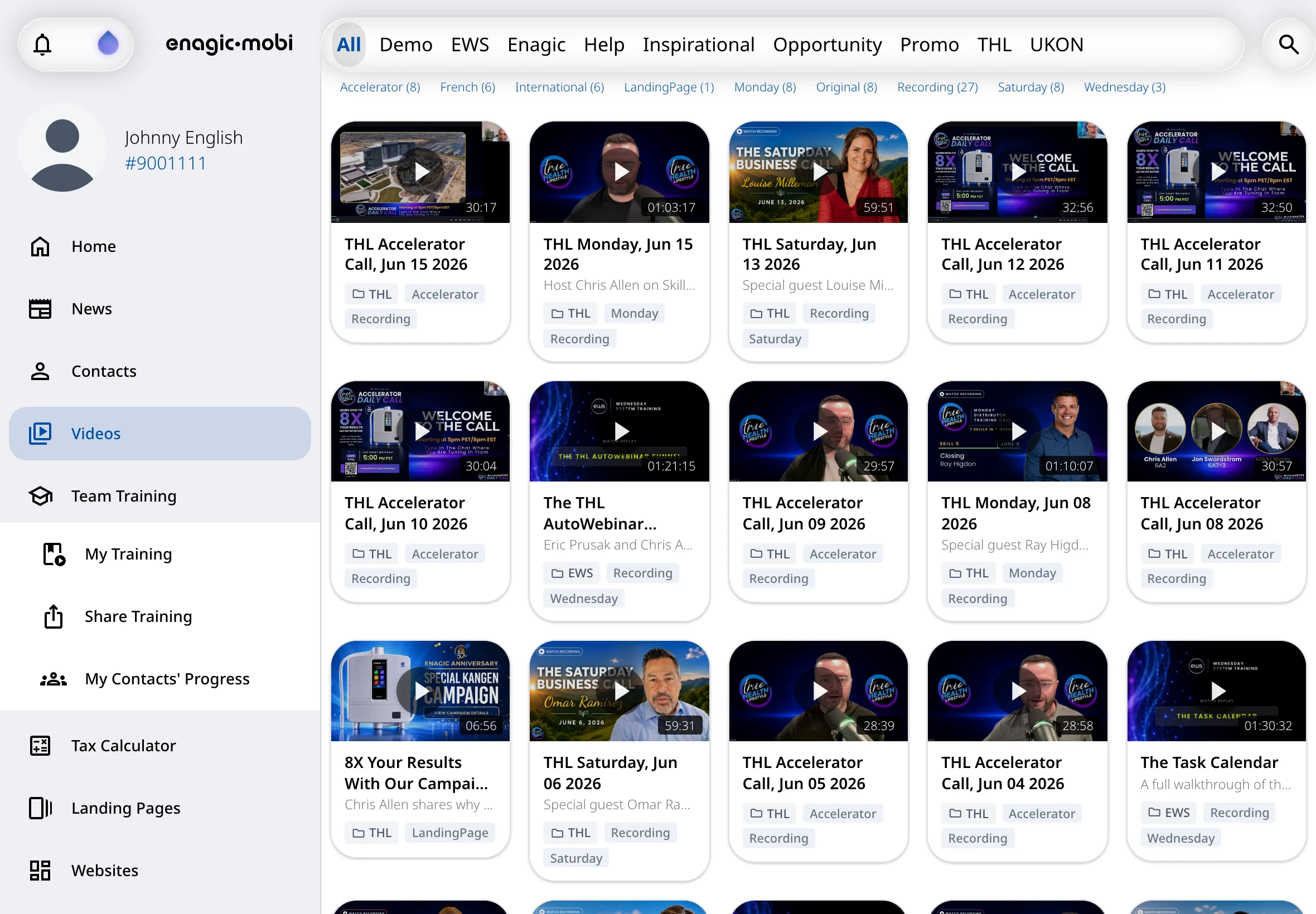 Video Library with searchable marketing and training videos